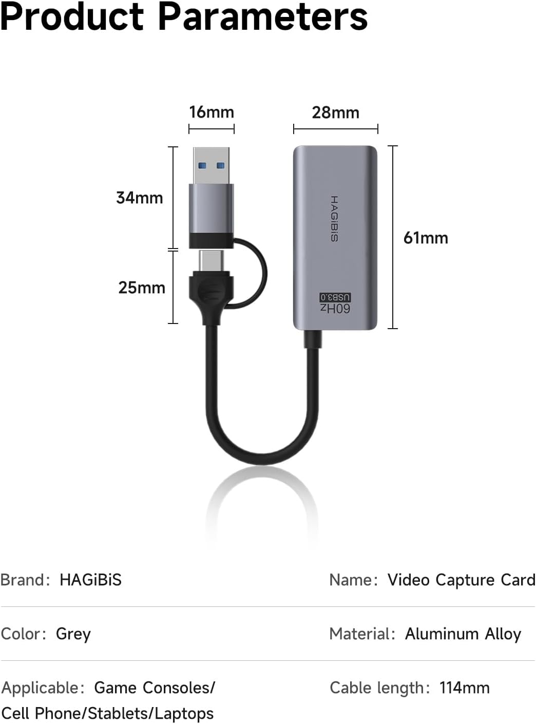 Hagibis USB3.0 Video Capture Card with 100W PD HDMI to USB/USB C 1080P HD 60fps Live and Record Video Audio Game MS2130 for Quest 3 2 Pro VR Switch2 PS4/5 Live Broadcast, Gaming, Streaming (UHC07P)