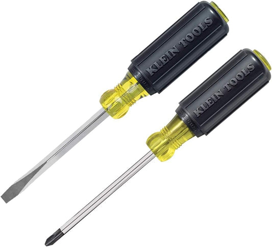 Klein Tools 85442 Klein Tools 85442 Screwdriver 2-Piece Set, Made in USA, 1/4 Keystone and #2 Phillips, Cushion Grip, Round and Square Shank, Heat Treated, Home Improvement