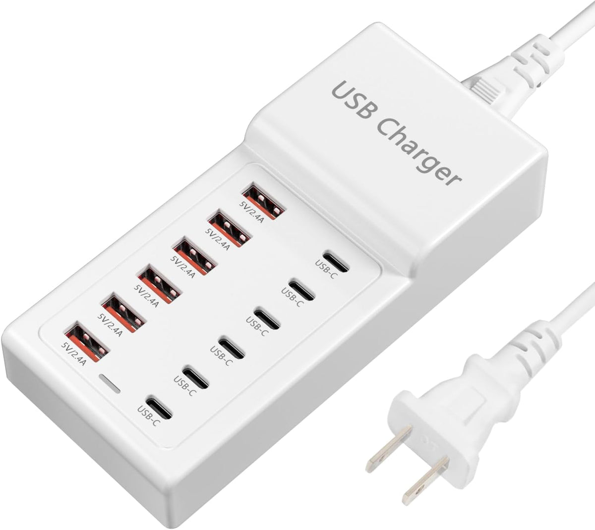 Multi USB Charger USB C Charging Station Block 50W 12 Ports Multiple USB C Hub USB Charging Strip for iPhone 13/14/15/16/Smartphone/Tablet