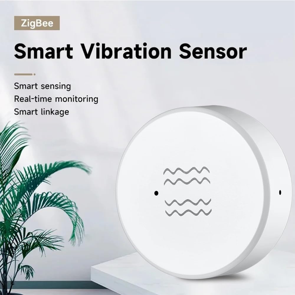 Haozee Smart Vibration Sensor Alarm, Real-time Monitoring | Door/Window Vibration Detection Alarm for Home Security, App Remote Control,Supports Home Assistant Zigbee2MQTT