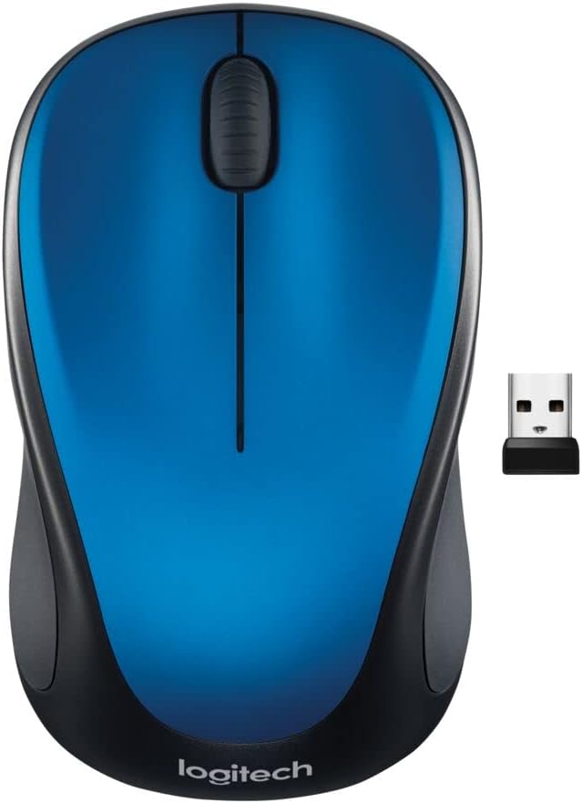 Logitech M317 Compact Ambidextrous 2.4 GHz Wireless Mouse - Blue | Ambidextrous with 2.4 GHz USB-A Nano Receiver, 1000 dpi optical tracking, 12-months battery life, PC, Mac, laptop compatible