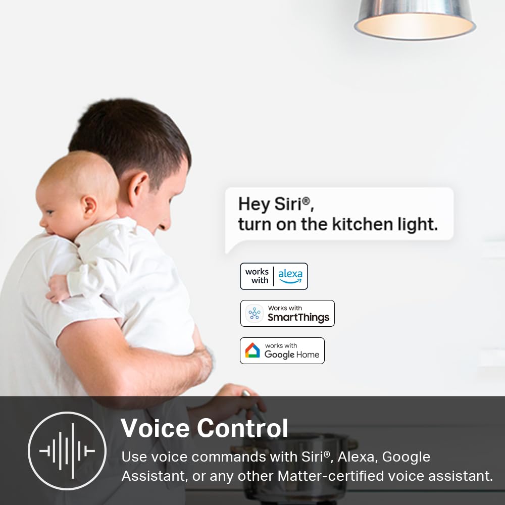 Kasa Matter Smart Light Switch: Voice Control w/Siri, Alexa & Google Assistant, UL Certified, Timer & Schedule, Easy Guided Install, Neutral Wire Required, Single Pole, 2.4GHz Wi-Fi, 3-Pack
