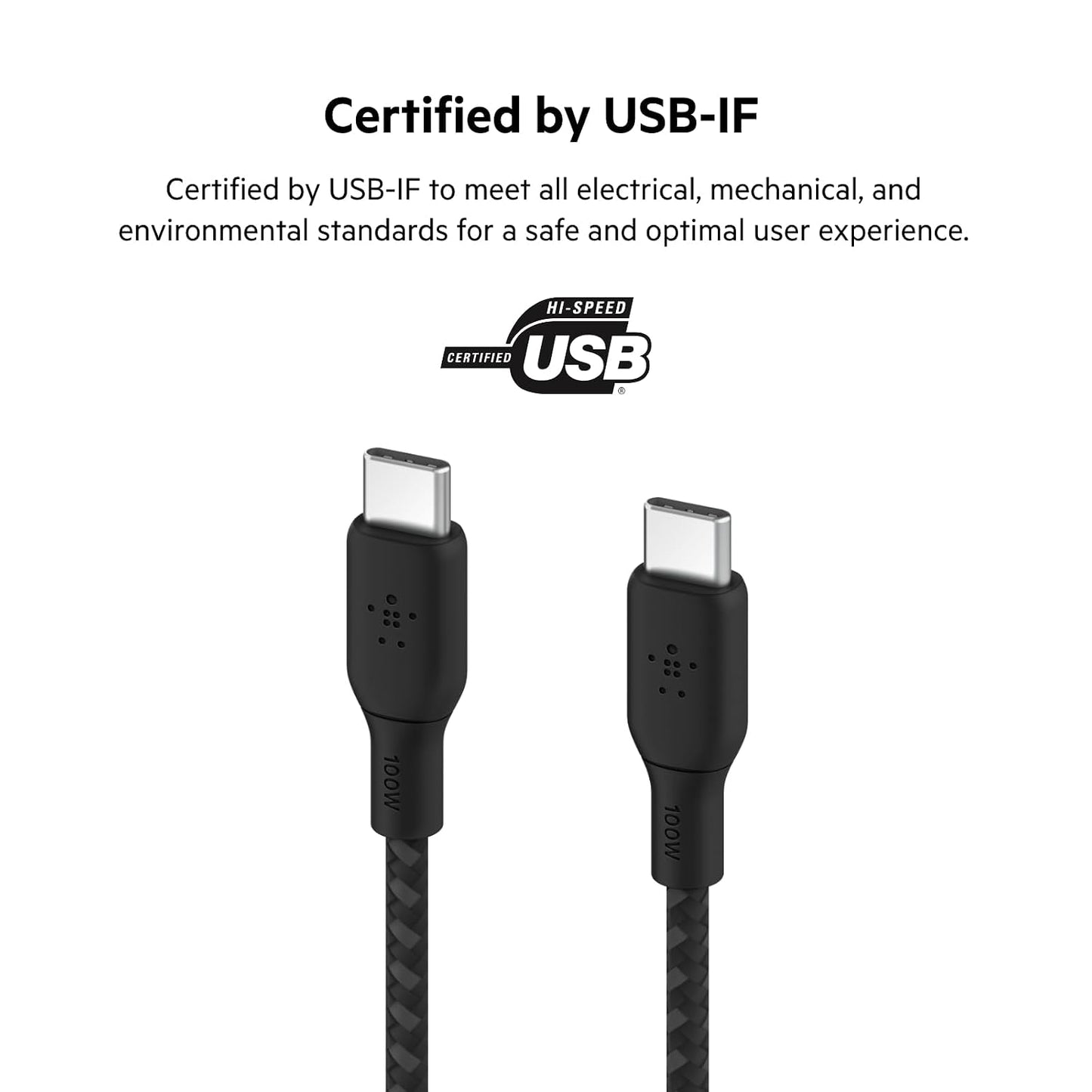 Belkin USB C to C 100W Braided Cable, 6.6ft, iPhone Charger Cord | 100W USB-C Power Delivery, iPhone 17/16, Samsung Galaxy S25, Pixel 10, AirPods, iPad Pro, MacBook, Nintendo Switch 2, travel