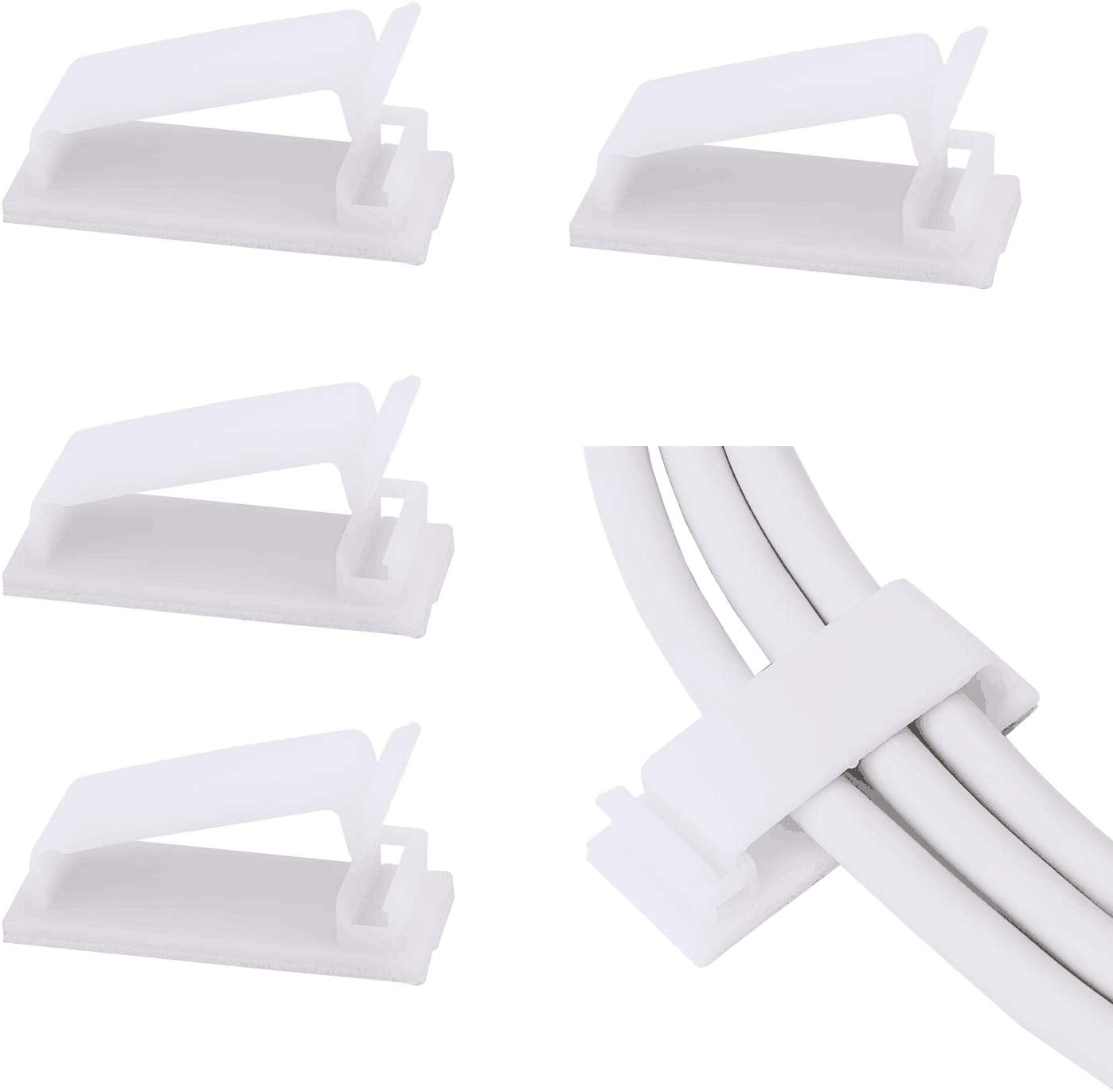 SOULWIT 50Pcs Self Adhesive Cable Management Clips - Black | for TV PC Ethernet Cable, Wall, under Desk Home Office
