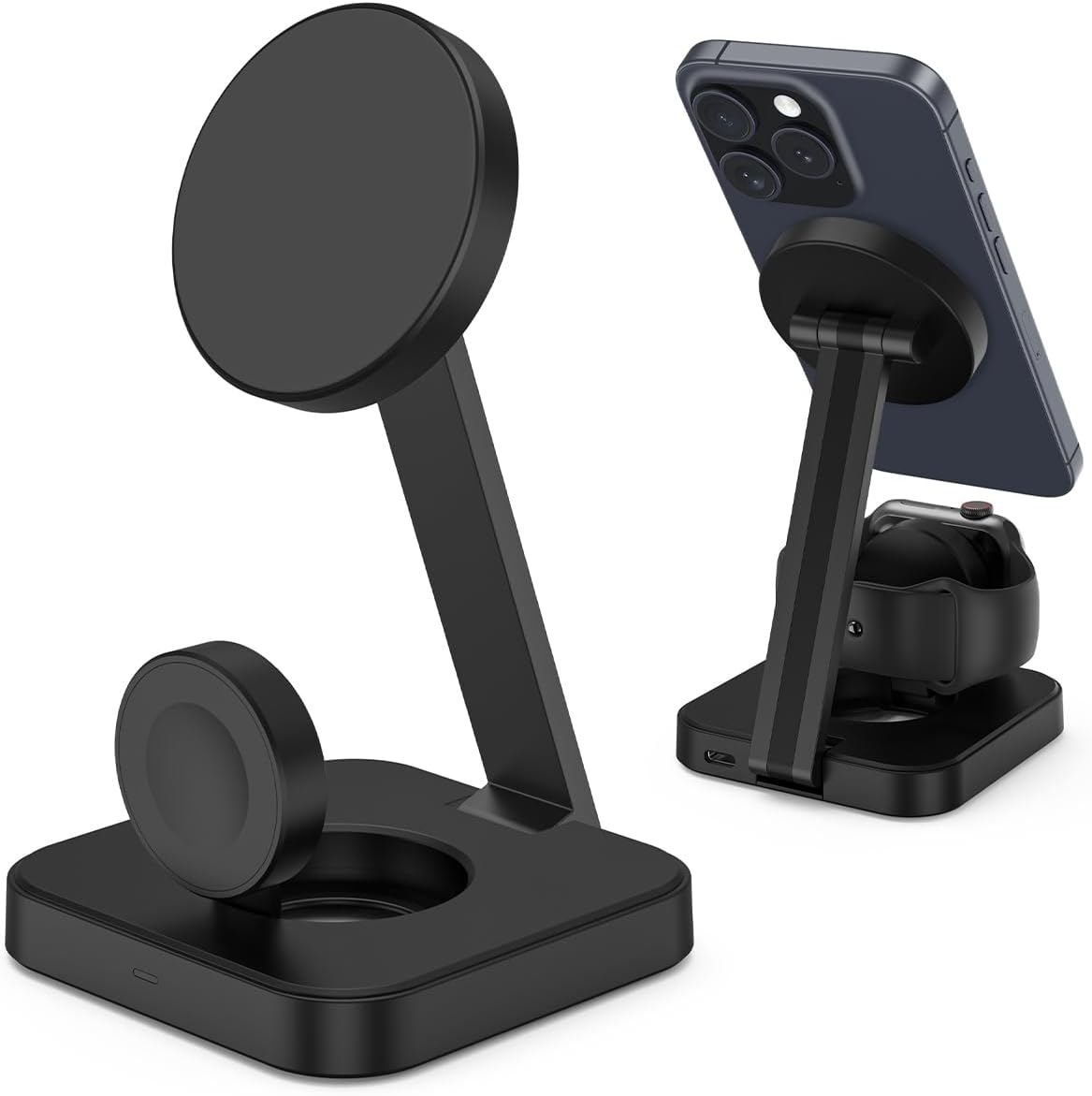 Wireless Charging Station for Magsafe Charger, Wireless Charger for iPhone 17/16/15/14/13 Series/Apple Watch/AirPods Pro, Faster Magnetic Charger Stand, Adjustable Angle Foldable Travel Phone Holder
