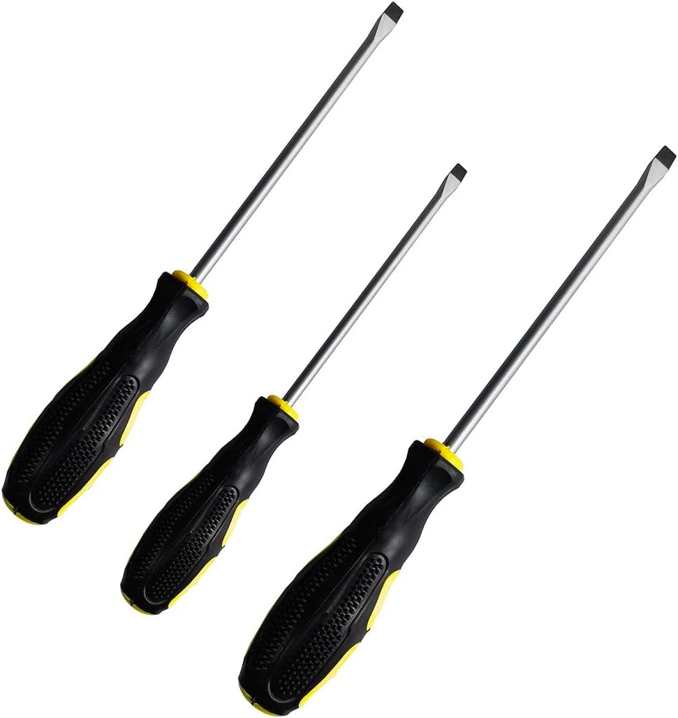 Flat Head Screwdriver Set (5 Sets in the Following Sizes Slotted Screwdriver with Magnetic Tips. Soft Ergonomic Grip from Standard or Precision Flat Screwdrivers
