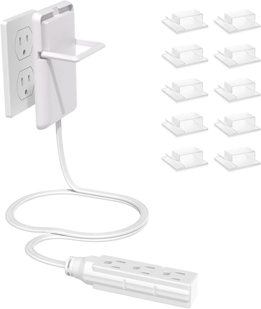 Ultra-Thin Outlet Concealer & Extension Cord - HICITY 3FT Flat Plug Power Strip, ETL Listed for Baby Proofing, Hides Cords in Tight Spaces, 15A/1625W, White