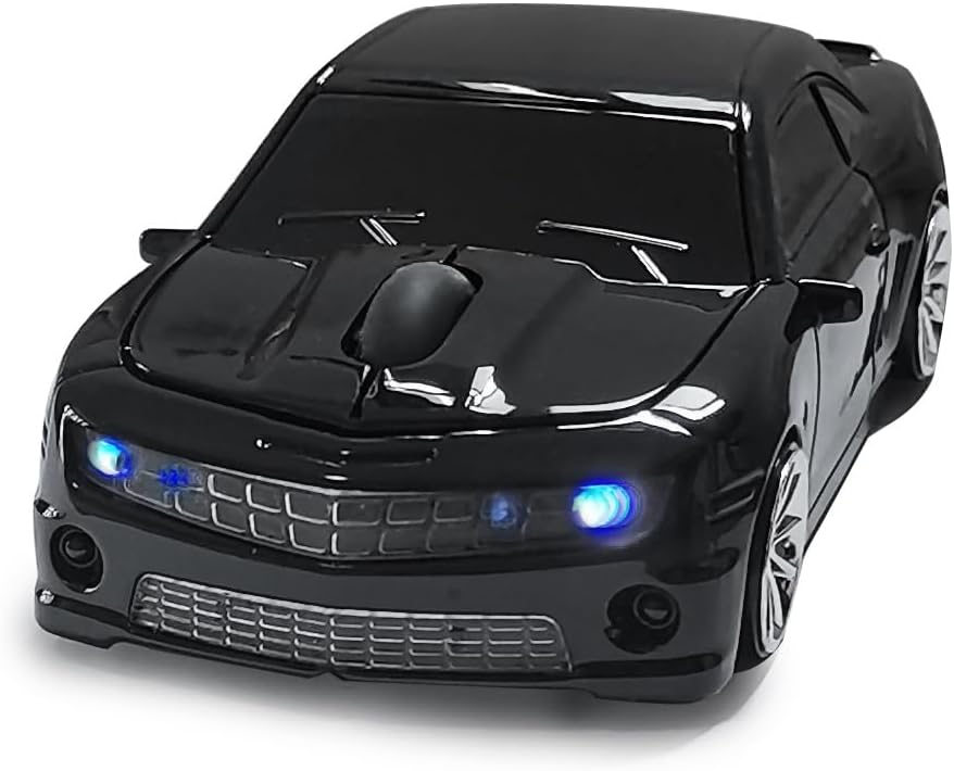 Car Mouse for Compuer, Funny Sport Car Shaped Computer Mouse, 2.4Ghz Wireless Mouse Car Mouse with USB Reciver for Laptop, PC (Black)