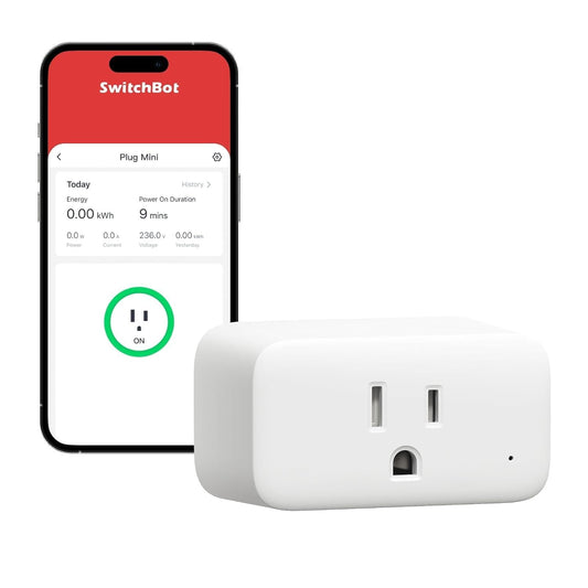 SwitchBot Smart Plug Mini, 15A Energy Monitoring, WiFi & Bluetooth Outlet, Compatible with Alexa, Google Assistant, Home Assistant, App Control, Timer Function, No Hub Required, Compact Design