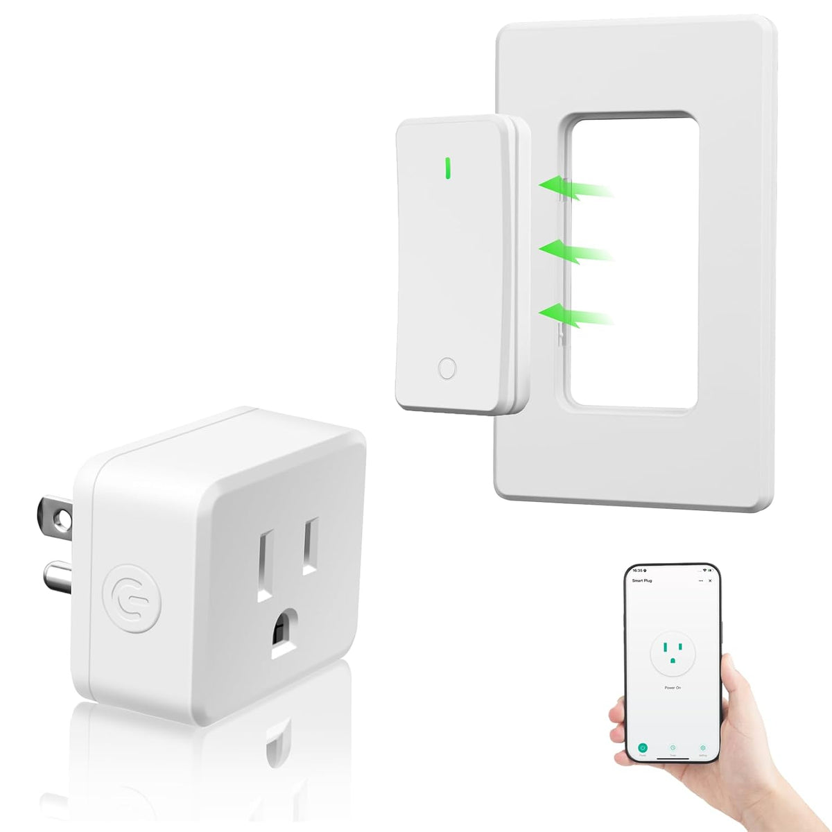 Greencycle WiFi Plug with Switch,App/Voice/Wireless Switch 3 Ways Control