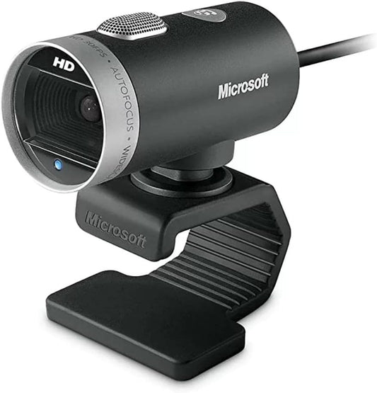 Microsoft LifeCam Cinema 720p HD Webcam with Built-In Noise-Cancelling Microphone, Light Correction, USB Connectivity, for Video Calling on Teams/Zoom, Compatible with Windows 8/10/11/Mac