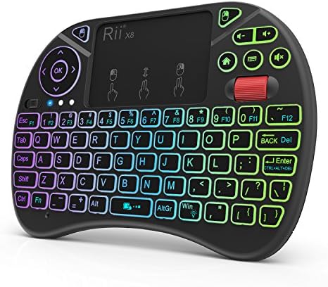 Rii X8 Mini Keyboard,2.4G Wireless,with Touchpad Mouse for Android TV Box | RGB Backlit,Rechargeable Battery,Easy meadia control,Built-in Touchpad for PC/HTPC/IPTV/Nvidia Shield