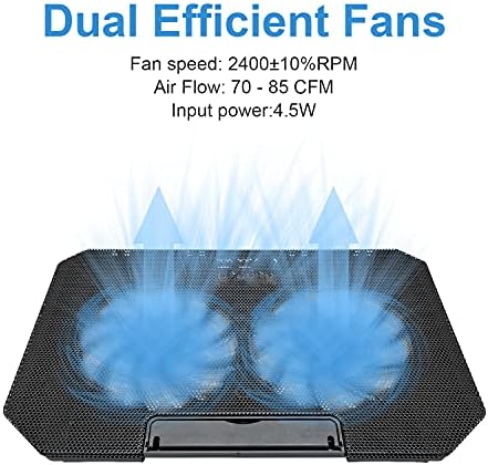 Laptop Cooling pad Laptop Cooler Stand Laptop Fan Cooling pad for 11-15.6 Inch Gaming Notebooks, 2 Turbine Fans,4 Angle Adjustable Laptop Cooling Stand (Black)
