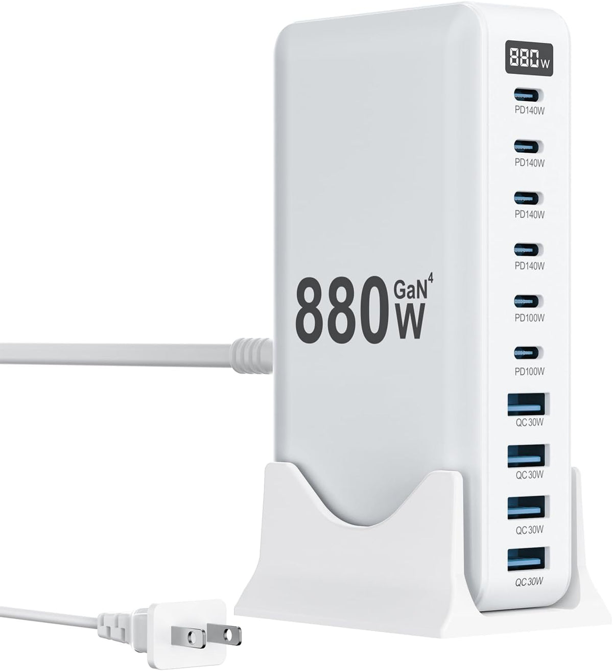 880W USB C Charger Block,10-Port USB C Charging Station GaN IV Travel Essentials Multiple Port Charging Station,140W Laptop Fast Charger Adapter for MacBook Pro/Air,DELL,iPad,iPhone,Samsung Galaxy