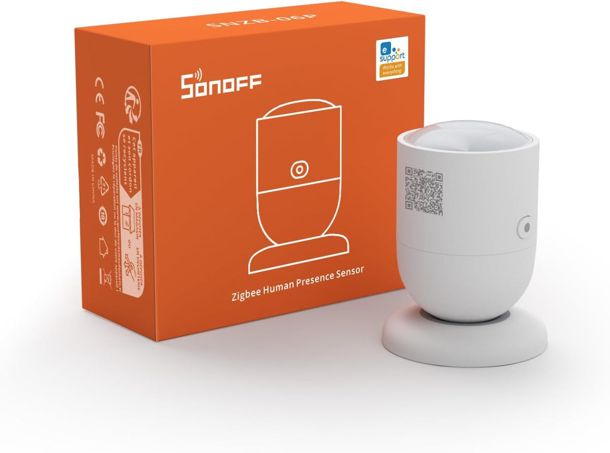 SONOFF Zigbee Human Presence Sensor, SNZB-06P Zigbee Smart Motion Detector with 5.8GHZ cmWave Radar, Requires ZigBee Bridge (1-Pack)