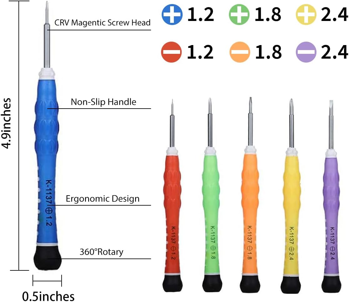 Precision Screwdriver Set of 6, Mini Screw Driver Professional Repair Tool Kit for Eyeglass, Glasses, Sunglasses, Electronics, Small Toys, PC, Clock and Watch (yellow)