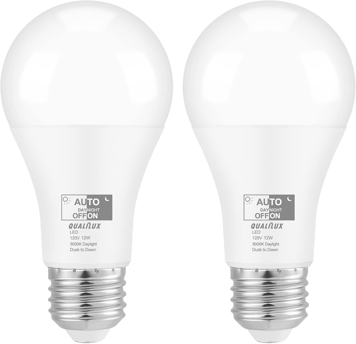 Qualilux Dusk to Dawn ST19 LED Edison Light Bulbs, Vintage Amber Glass, 2300K Amber Warm, 6.5W=60W, Non-Dimmable Auto On/Off Light Sensing LED Filament Bulb Outdoor, 700LM, E26, 2-Pack, HQ-H027