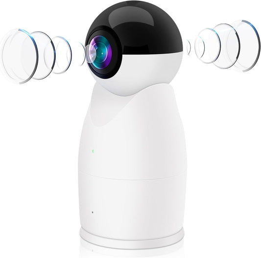 World's First 720° Dual Fisheye Camera | See Your Entire Room at Once with Zero Blind Spots | 2MP Full Room Overview, Night Vision, 2-Way Audio | No Drill, Plug & Play on WiFi for Home/Office