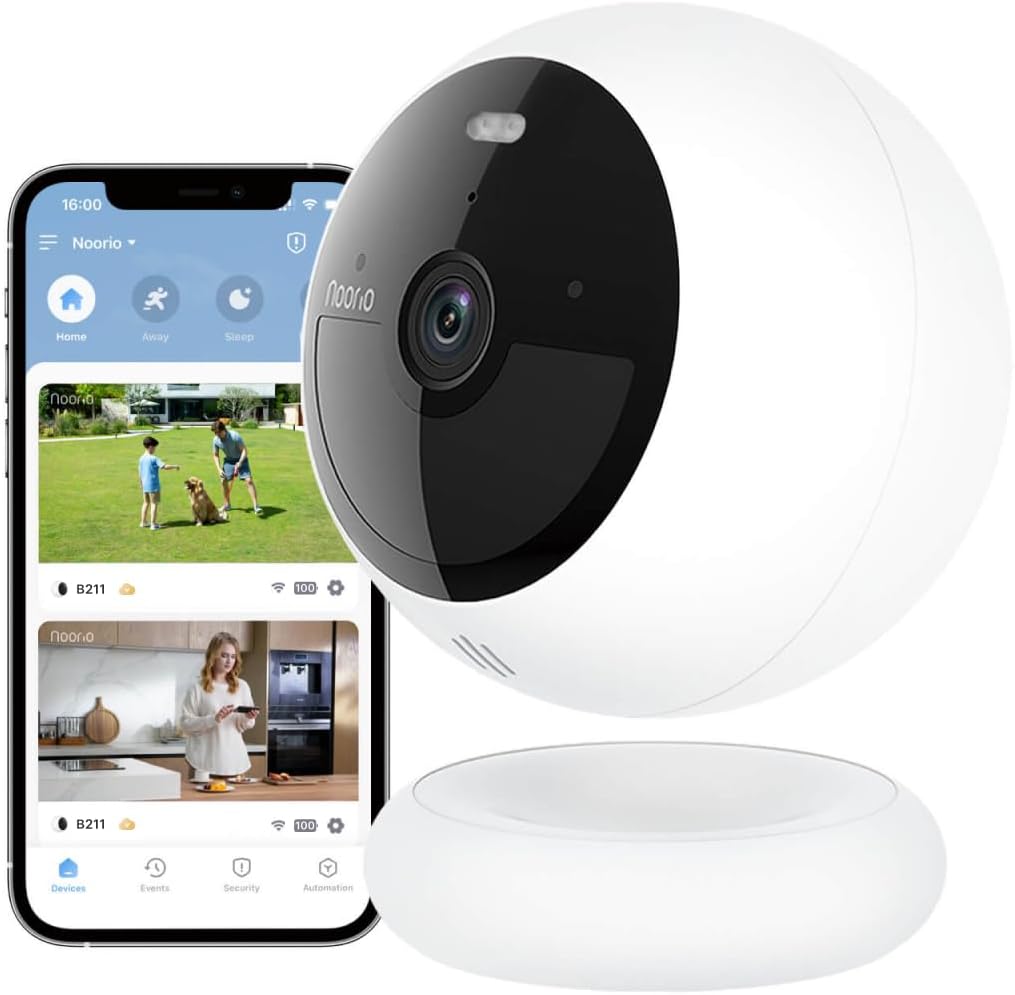 Noorio B211 Security Camera Indoor Outdoor Wireless 2K+ Camera for Home Security, Motion Activated Security Camera Spotlight Color Night Vision 16GB Local Storage Compatible with Alexa Magntic