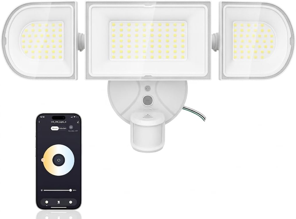 120W Smart Flood Light Outdoor, 12000lm Outdoor Security Lights with Motion Sensor, WiFi Alexa Floodlight APP Control, 2700K-6500K LED Light for Outside, IP65 Waterproof, White