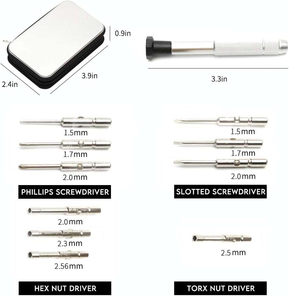 Precision Screwdriver Set, 10-style, Eyeglass Repair Kit | with nose pads/4 in 1 portable screwdrivers/ear hook/tweezer for eyeglasses sunglass watch calculator (with 70-style screws)