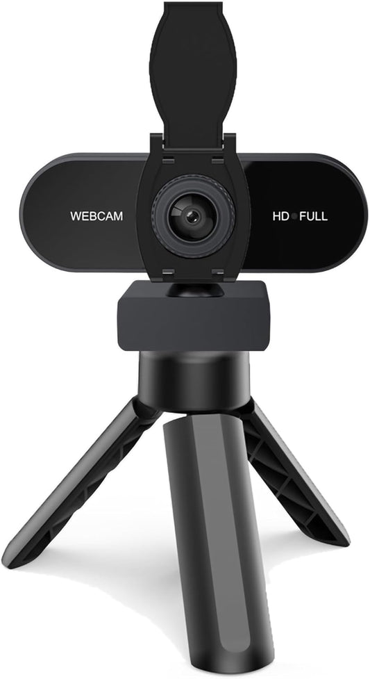 1080P HD Webcam with Microphone, Noise Cancellation, Privacy Cover, Wide-Angle Lens, Auto Light Correction, Plug & Play USB Webcam for Laptop, Desktop, PC, Mac, Zoom, Skype, Streaming (1080p)