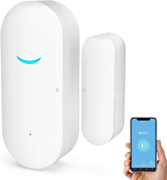 WiFi Door and Window Sensors,Tuya Smart Alarm with Free Notification APP Control Home Security Alarm System, No Hub Required,Compatible with Alexa, Google Home (1-Pack)