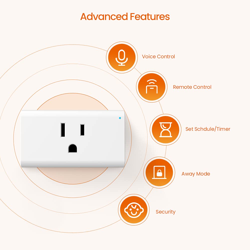 TENDA SP3 (4 Pack) Smart Plug WiFi Outlet Switch, Compatible with Alexa & Google Assistant for Voice Control, Timer & Schedule Function, Compact Design, UL FCC RoHS Certified, No Hub Required