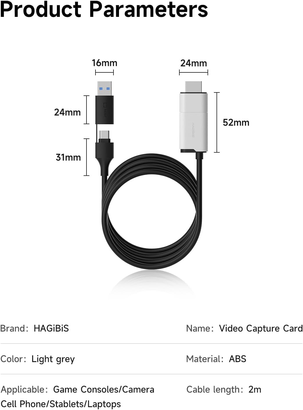 Hagibis USB3.0 Video Capture Card with 100W PD, HDMI to USB A/USB C Capture Cable 1080P@60fps YUY2 MJPEG MS2130 for Quest 3 2 Pro VR Switch2 PS4/5 Live Broadcast, Gaming, Streaming, Recorder