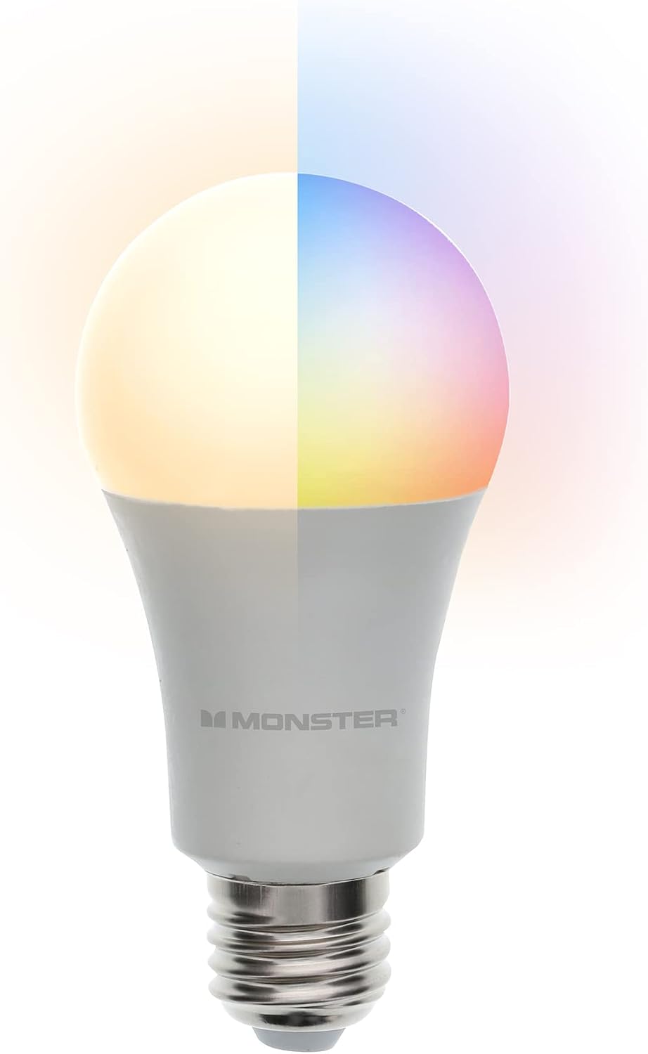 Monster Multi-Color and Warm-White LED Light Bulb, 16,000,000 Lighting Possibilities, Customizable with App, Compatible with Alexa/Siri/Google Assistant, Wi-Fi Enabled, 2-Pack, 9 Watt