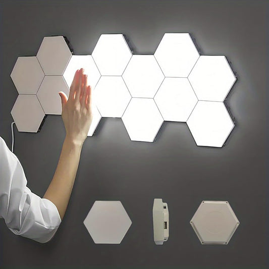 YXQUA Hexagon Wall Light Panels, Touch Control, White, 6 Pack