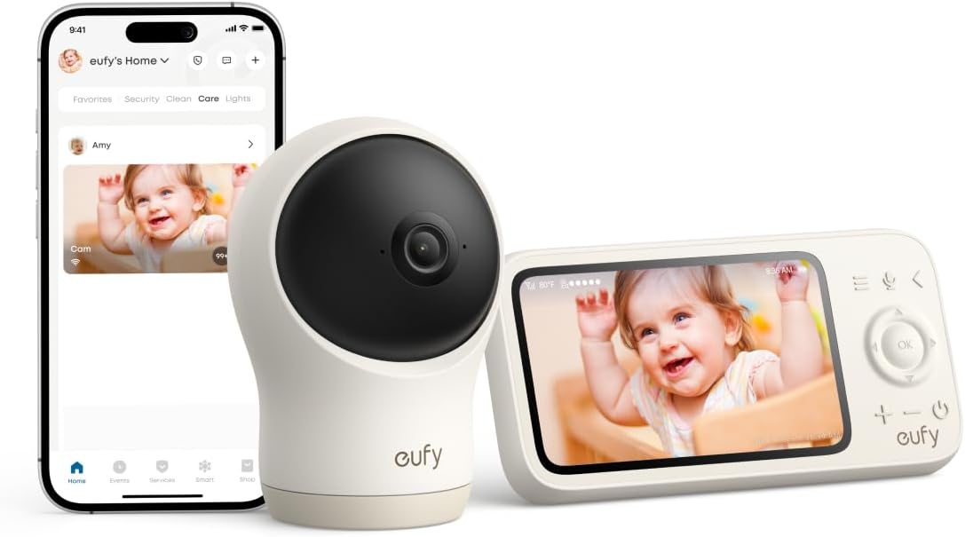 eufy Baby Monitor C10, 2K Camera, 4.5" 480p Display, No Wi-Fi