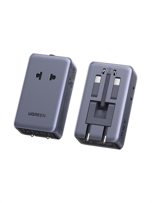 UGREEN 45W 6-Port Universal Travel Plug Adapter Worldwide | 2 USB-C, 2 USB-A, 2 AC, GaN International Power Adapter for 200+ Countries, Fasting Charging, Travel Essentials, Black