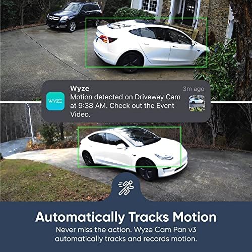 WYZE Cam Pan v3 Indoor/Outdoor IP65-Rated 1080p Pan/Tilt/Zoom Wi-Fi Smart Home Security Camera with Color Night Vision, 2-Way Audio, Compatible with Alexa &amp; Google Assistant, White, 2-Pack (Renewed)