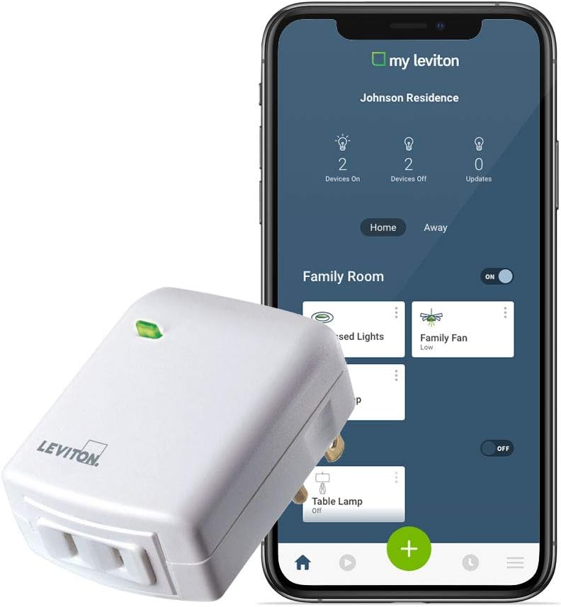 Leviton Decora Smart Wi-Fi Plug-in Dimmer, Works with Amazon Alexa, No Hub Required, 1-Pack, DW3HL-1BW, White
