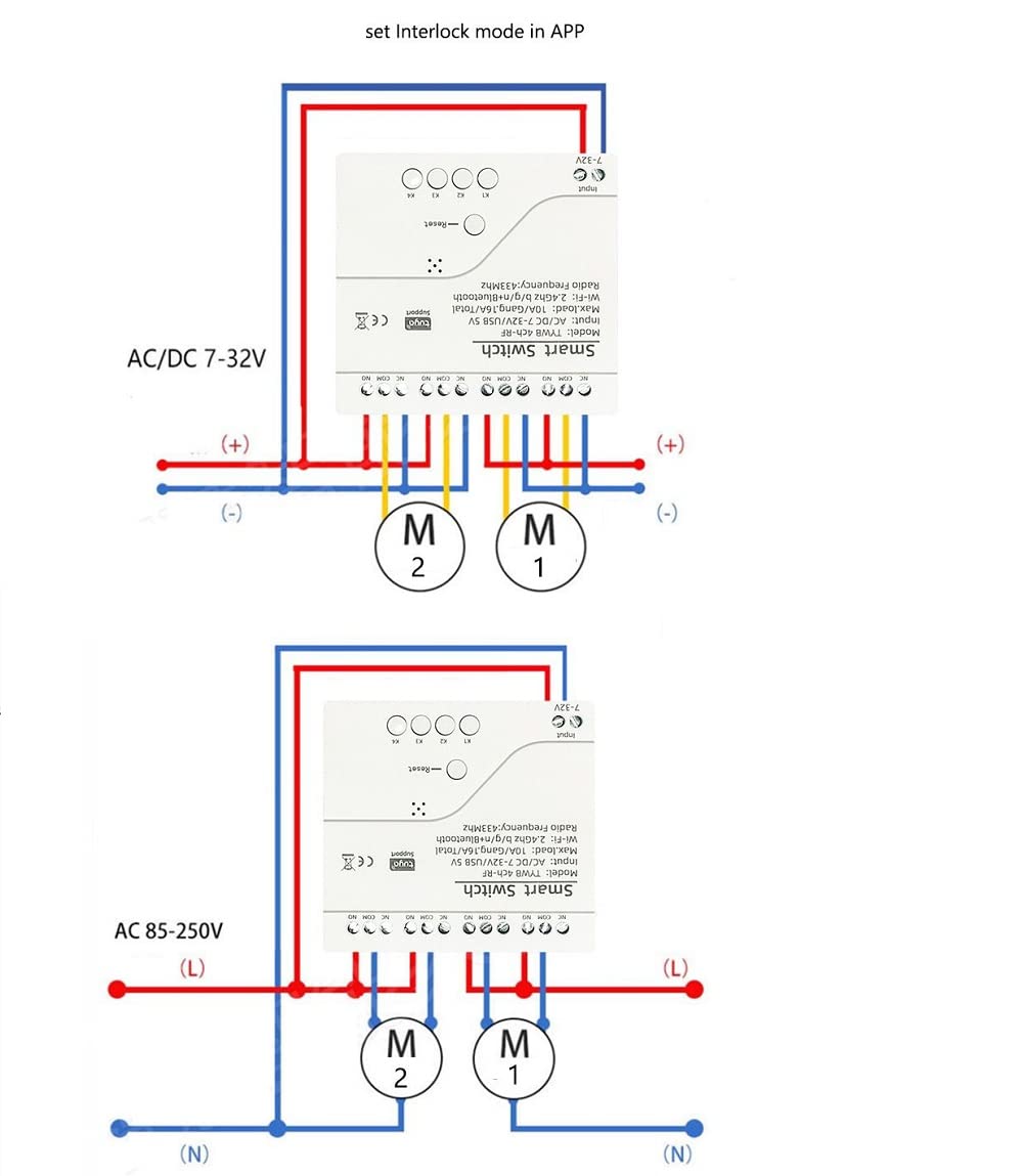 4 Channel Smart WiFi RF Bluetooth Wireless Dry Contact Relay Switch Module,Phone app Remote Control,Compatible with Alexa Google Home (Tuya 4CH 5V AC/DC7-32V)