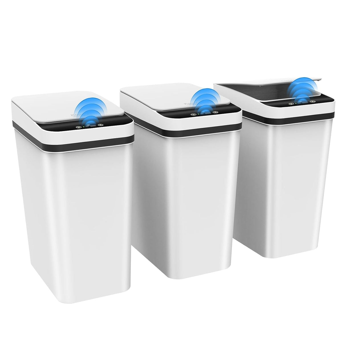 Kssvzz 3 Pack Automatic Small Bathroom Trash Can with Lid (2.5 Gallon)