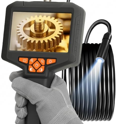 Inspection Endoscope, Industrial Borescope Camera with 4.3" IPS Screen, 1920P HD Snake Camera with 8 LED Lights, 16.5FT Semi-Rigid Cord Bore Scope - Cool Gadgets Tool