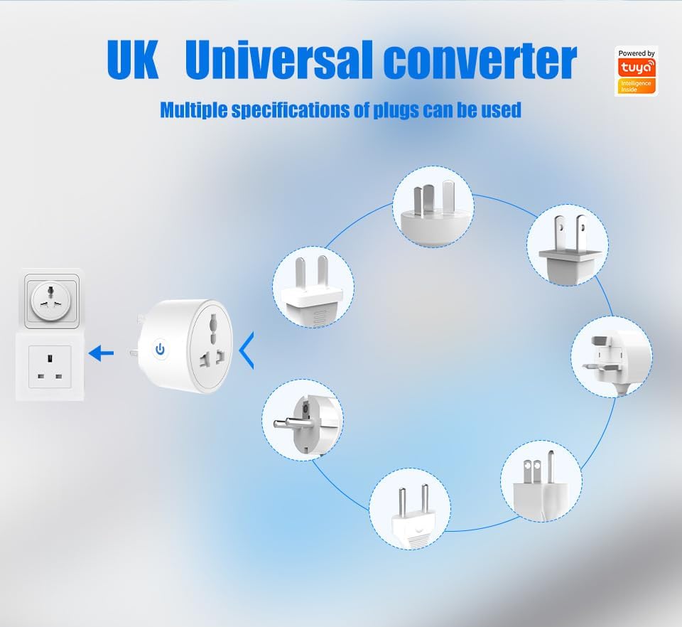 WiFi Smart Outlet Universal Converter,Compatible with Alexa, App and Voice Control,Used with US/EU/UK Socket,16A.(UK)
