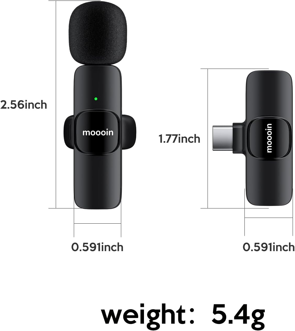 Wireless Mini Microphone for iPhone/Android:Lapel Microphone for Video Recording,Plug and Play,Live Streaming and Podcasting-Textured Black