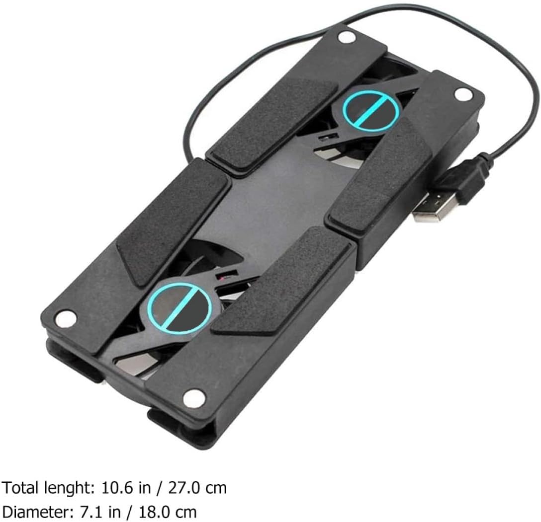 2PCS Laptop Cooler Pad with Dual Fans USB Powered Quiet Cooling Stand Anti-Slip Mat Compatible with All Laptop for Gaming and Work