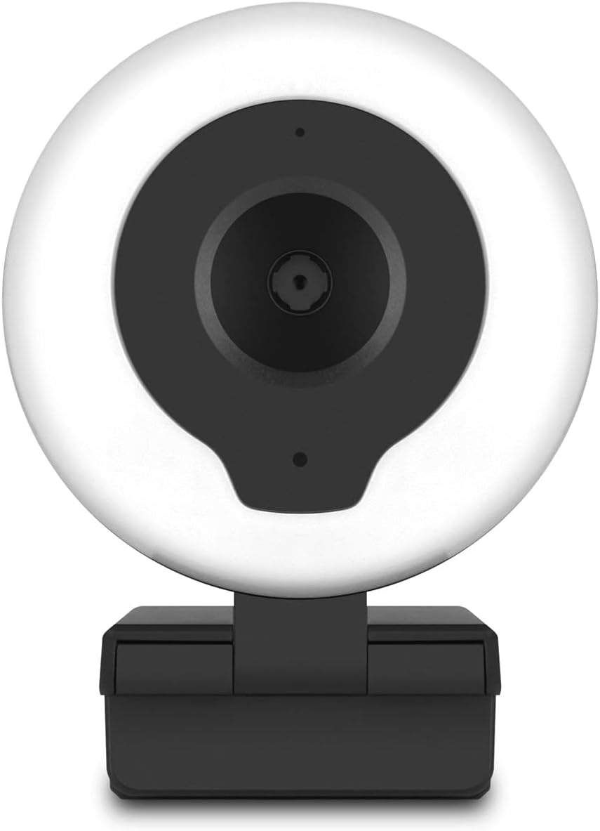 Aluratek HD 1080P Webcam, USB-C/USB-A, w/Built-in Speakers & Mic,Black,AWCS06F