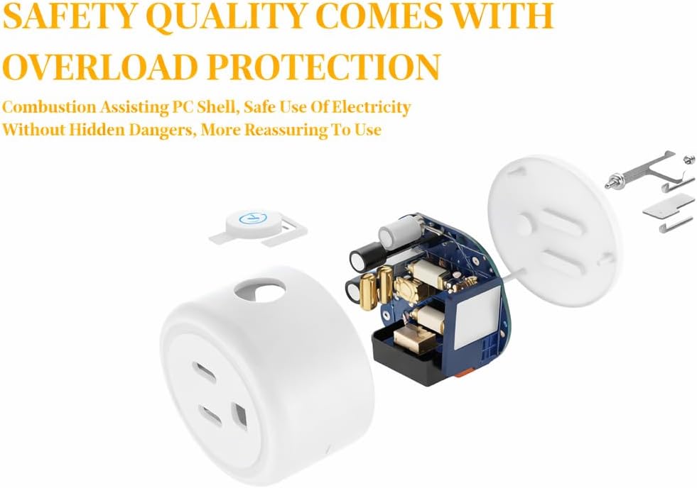 Smart Plug Socket WiFi Outlet AC100-240V with Remote Control & Timer Function On Off Switch Plug 50/60HZ for Industry Household Appliances US Plug 2.4GHz WiFi Only