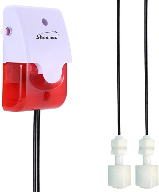 High / Low Water Level Sensor Detector Alarm 120 dB Red Strobe Siren, Adjustable Alarm Volume, Sump Bobber Water leak Sensor,16.4ft Probe Cord, Suitable for Water Tank/Aquarium, Swimming Pool/Basement