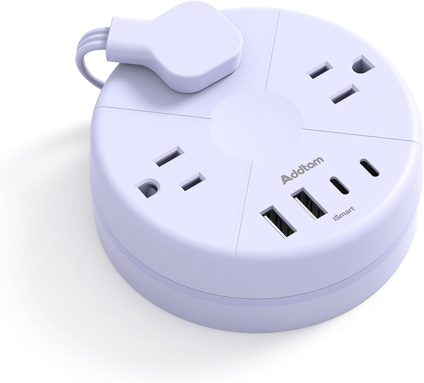 Travel Esstentials - Cruise Approved Power Strip with 5ft Retractable Cord | Ultra Thin Flat Plug, Addtam 3 Outlets 4 USB (2 USB C), Non Surge Protector for Travel/Cruise/Home/Dorm/Office, ETL Listed