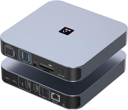 TobenONE 18-in-2 Docking Station Dual 4K Monitor for MacBook M5/M4 Pro/Max | Plug and Play Macbook Dock with HDMI&USB-C,150W Adapter, 10Gbps/PD 30W, 2.5G Ethernet, Solid & Sleek for Edit, Remote Office