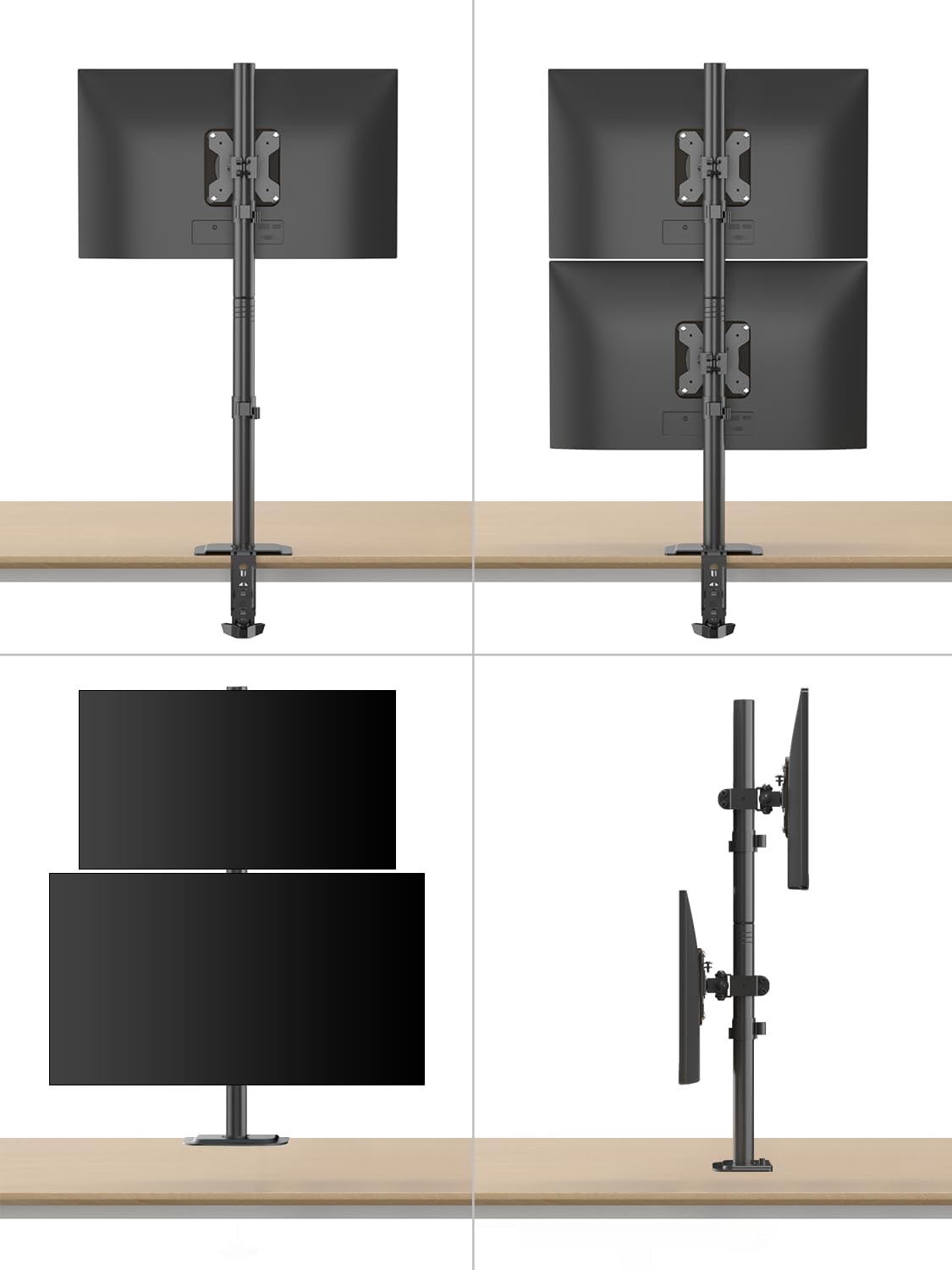 Bracwiser Dual Vertical Fully Adjustable Monitor Arm Stand Mount Fits Two Screen 13-32 inch 22lbs for Monitor Computer Screen 13 15 17 19 20 22 23 24 26 27 32 inch VESA 75 100 (MD7802)