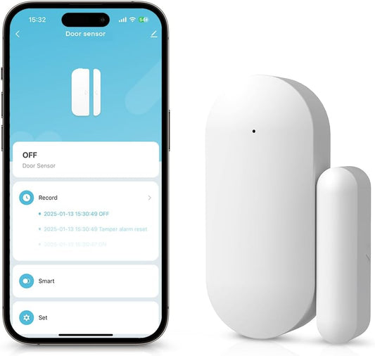 WiFi Door Window Sensor,Smart Door Open/Closed Detector with App Alert,Wireless Entry Detector Sensor Alarm for Home Security Long Battery Life
