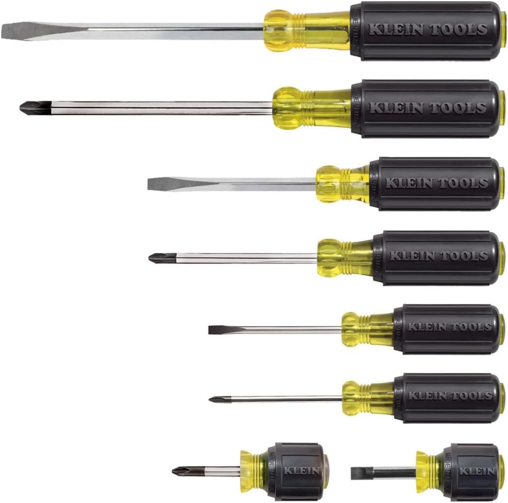 Klein Tools 85076 Screwdriver Set, Made in USA, Slotted and Phillips Screwdrivers with Non-Slip Cushion-Grip Handles and Tip-Ident, 7-Piece