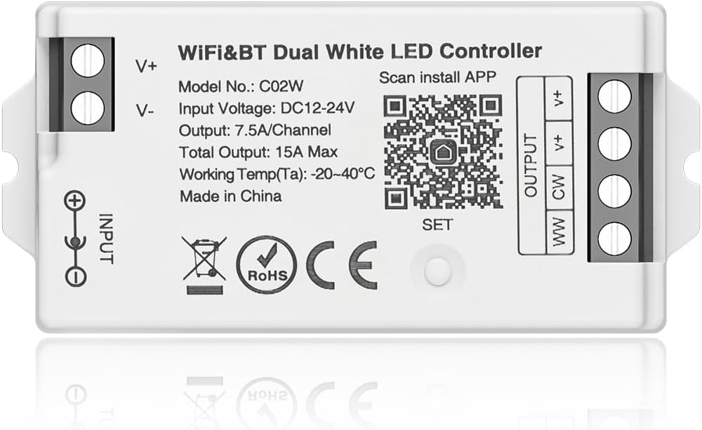 BTF-LIGHTING 5-in-1 WB5 2.4GHz WiFi LED Controller, PWM Dimmer Compatible with Alexa/Google Home/Tuya Smart/Smart Life APP, for Dimming/CCT/RGB/RGBW/RGBCCT Strip Light, Work with WR01RF, WR02RF, etc.
